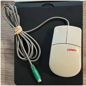 VTG Compaq Mechanical Ball Mouse PC PS/2 Beige 2-Button Retro Computing Hardware